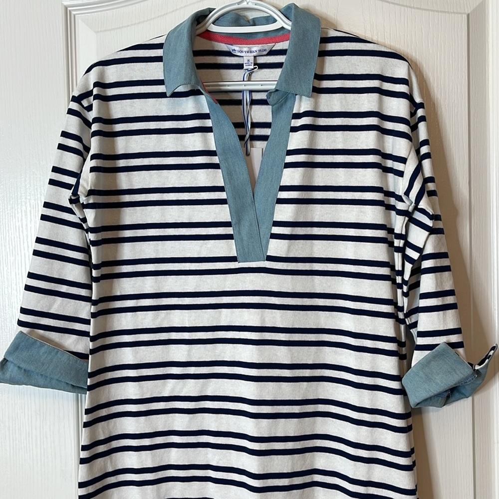 Southern Tide Carolina Stripe Shirt Dress Size Small - Picture 6 of 14